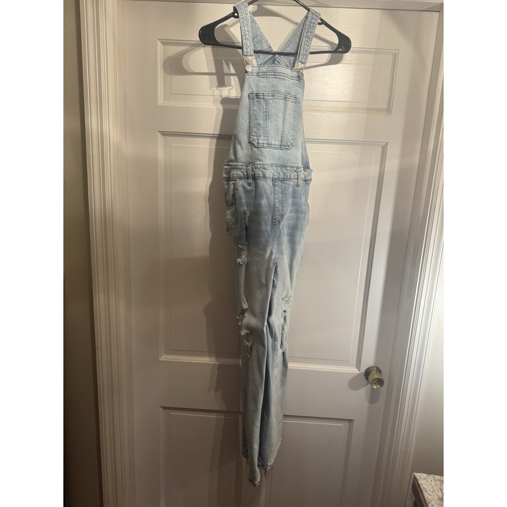 Vintage 90s No Boundaries Distressed Bib Overalls Women's Cargo DenimSize 7-9